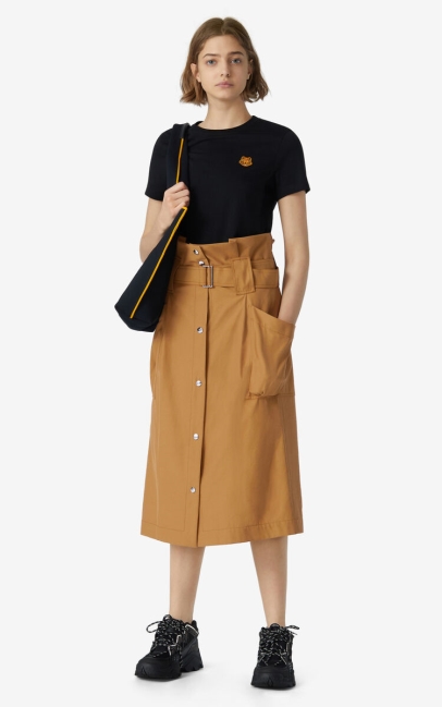 Kenzo Women High-waisted Utility Skirt Dark Beige